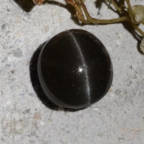 2.34ct Naturale Nero Scapolite occhio di gatto, Rotondo, Traslucido