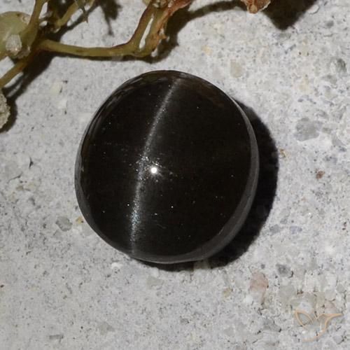 Scapolite occhio di gatto Nero naturale da 2.34 ct, Rotondo, Traslucido