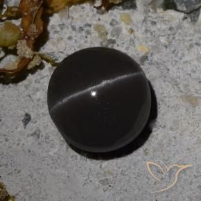 Scapolite occhio di gatto Nero naturale da 3.08 ct, Rotondo, Traslucido