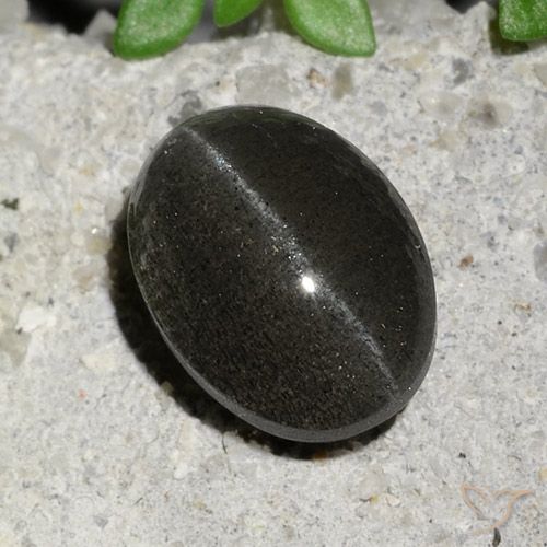 2.15ct Naturale Nero Scapolite effetto occhio di gatto, Ovale, Traslucido