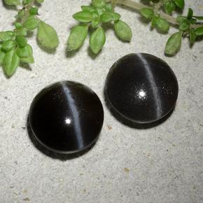 Cat's eye scapolite naturale nero da 3,46 ct, taglio rotondo, traslucido