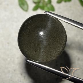 Scapolite occhio di gatto Nero naturale da 6.50 ct, Rotondo, Traslucido