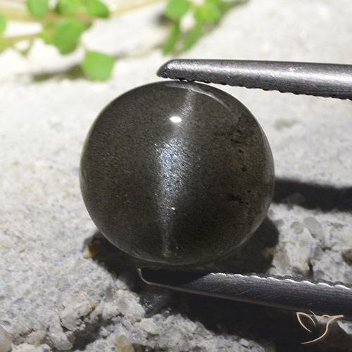 2.71ct Naturale Nero Scapolite occhio di gatto, Rotondo, Traslucido