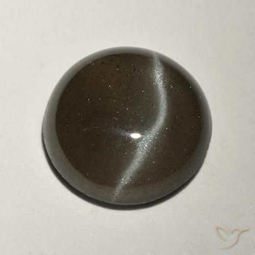 2.34ct Naturale Nero Scapolite occhio di gatto, Rotondo, Traslucido