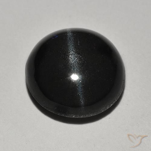 2.46ct Naturale Nero Scapolite occhio di gatto, Rotondo, Traslucido
