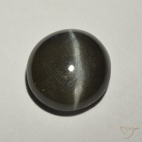 2.18ct Naturale Nero Scapolite occhio di gatto, Rotondo, Traslucido