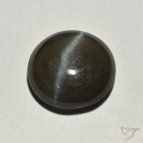 2.01ct Naturale Nero Scapolite occhio di gatto, Rotondo, Traslucido