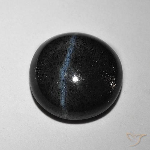 2.48ct Naturale Nero Scapolite occhio di gatto, Rotondo, Traslucido
