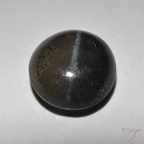 2.34ct Naturale Nero Scapolite occhio di gatto, Rotondo, Traslucido