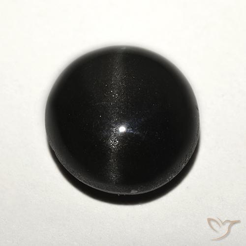 3.89ct Naturale Nero Scapolite occhio di gatto, Rotondo, Traslucido
