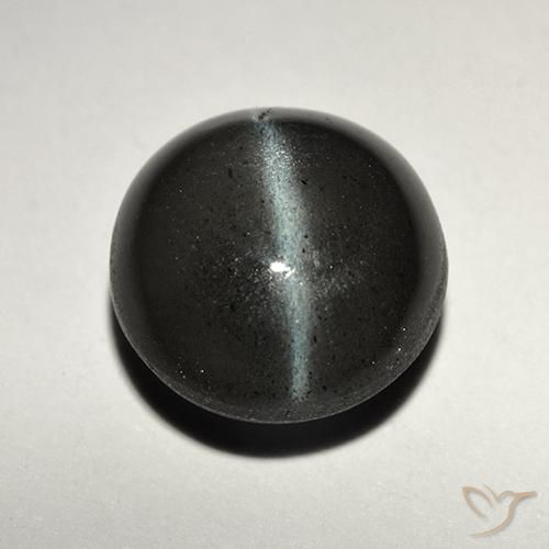2.82ct Naturale Nero Scapolite occhio di gatto, Rotondo, Traslucido