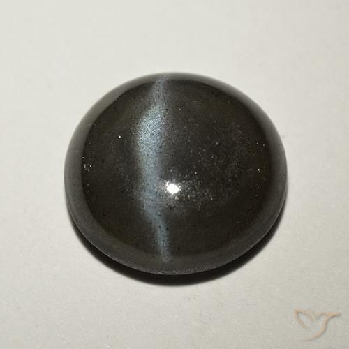 2.62ct Naturale Nero Scapolite occhio di gatto, Rotondo, Traslucido