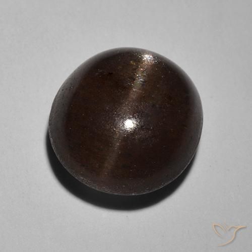 2.89ct Naturale Nero Scapolite occhio di gatto, Rotondo, Traslucido