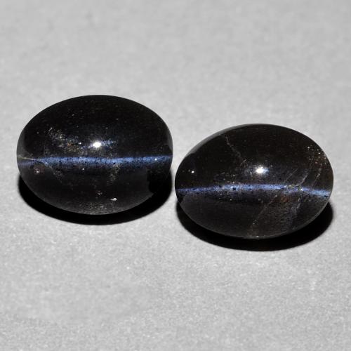 Gemme di Scapolite occhio di gatto Nero naturale da 4.74 ct, Taglio ovale, Opaco