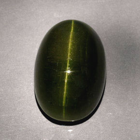Cat's eye tourmaline naturale verde da 23,57 ct, taglio ovale, opaco