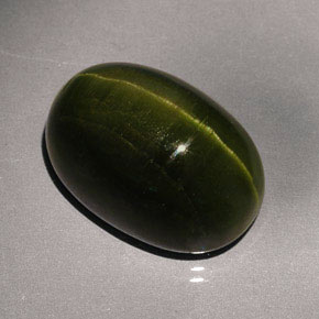 Cat's eye tourmaline naturale verde da 23,57 ct, taglio ovale, opaco