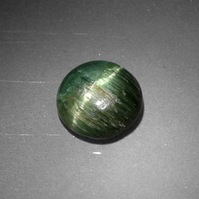 Cat's eye tourmaline naturale verde da 0,87 ct, taglio rotondo, opaco