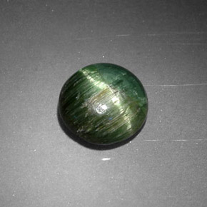 Cat's eye tourmaline naturale verde da 0,87 ct, taglio rotondo, opaco
