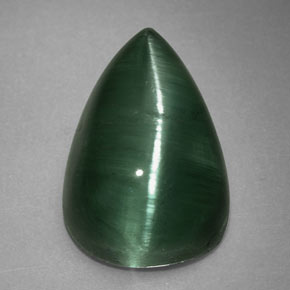 Cat's eye tourmaline naturale verde da 2,46 ct, trasparente, trasparente/traslucido
