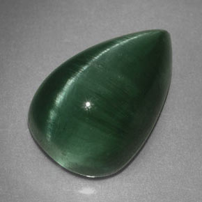 Cat's eye tourmaline naturale verde da 2,46 ct, trasparente, trasparente/traslucido
