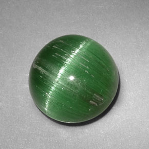 Cat's eye tourmaline naturale verde da 2,47 ct, taglio rotondo, traslucido