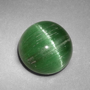Cat's eye tourmaline naturale verde da 2,47 ct, taglio rotondo, traslucido