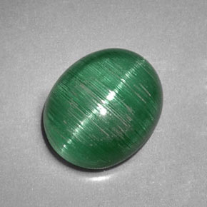 Cat's eye tourmaline naturale verde da 2,09 ct, trasparente, trasparente/traslucido
