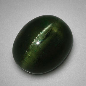 Cat's eye tourmaline naturale verde da 5,99 ct, taglio ovale, traslucido