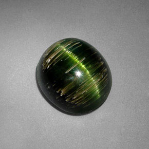 Cat's eye tourmaline naturale verde da 3,24 ct, taglio ovale, traslucido