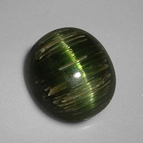 Cat's eye tourmaline naturale verde da 3,24 ct, taglio ovale, opaco