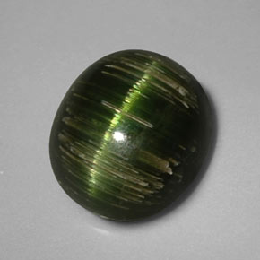 Cat's eye tourmaline naturale verde da 3,24 ct, taglio ovale, opaco