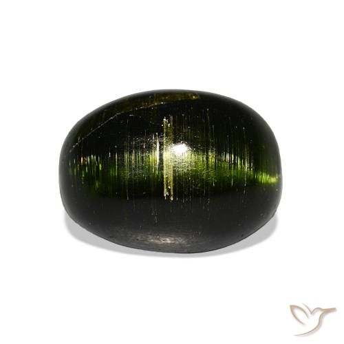 5.24ct Verde Terra Profonda Tormalina occhio di gatto, Ovale, Opaco