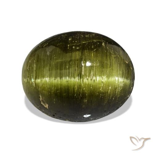 13.44ct Verde medio Tormalina occhio di gatto, Ovale, Opaco
