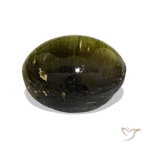 Tormalina occhio di gatto Verde medio naturale da 13.44 ct, Taglio ovale, Opaco