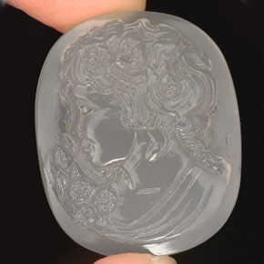 Calcedonio naturale bianco da 64,46 ct, trasparente, trasparente/traslucido