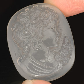 Calcedonio naturale bianco da 64,46 ct, trasparente, trasparente/traslucido