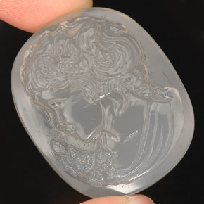Calcedonio naturale bianco da 64,46 ct, trasparente, trasparente/traslucido