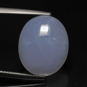 Calcedonio naturale blu da 12,71 ct, taglio ovale, traslucido