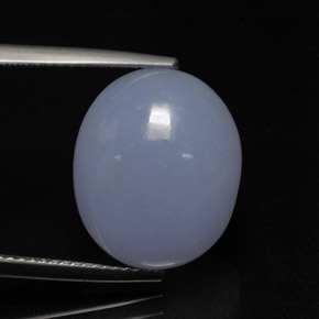 Calcedonio naturale blu da 11,41 ct, taglio ovale, traslucido