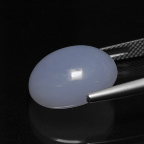 Calcedonio naturale blu da 11,41 ct, taglio ovale, traslucido