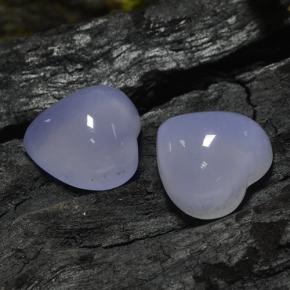 Calcedonio naturale blu da 13,65 ct, a forma di cuore, traslucido