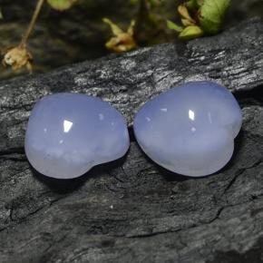 Calcedonio naturale viola da 13,52 ct, a forma di cuore, traslucido