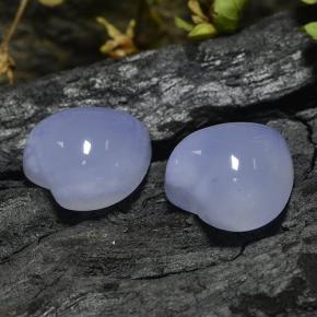 Calcedonio naturale viola da 13,52 ct, a forma di cuore, traslucido