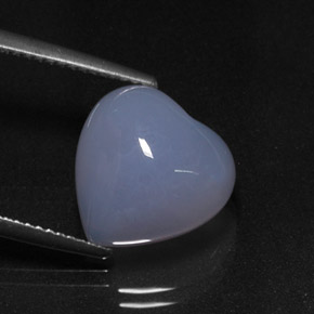 Calcedonio naturale blu da 7,02 ct, a forma di cuore, traslucido