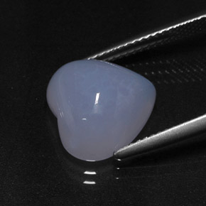Calcedonio naturale blu da 7,02 ct, a forma di cuore, traslucido