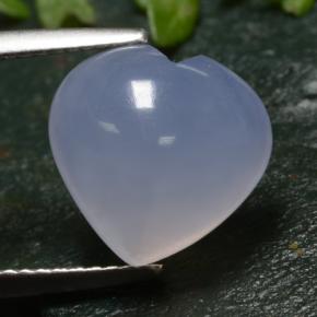 Calcedonio naturale blu da 5,51 ct, a forma di cuore, traslucido