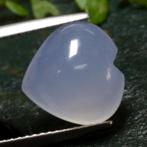 Calcedonio naturale blu da 5,51 ct, a forma di cuore, traslucido