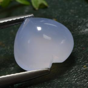 Calcedonio naturale blu da 5,51 ct, a forma di cuore, traslucido