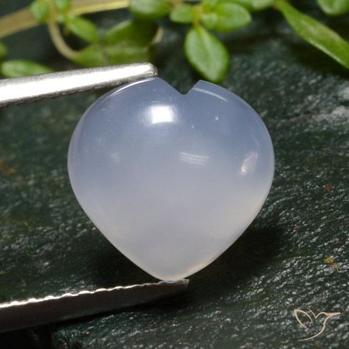 3.16ct Naturale Viola bluastro chiaro Calcedonio, Cuore, Traslucido