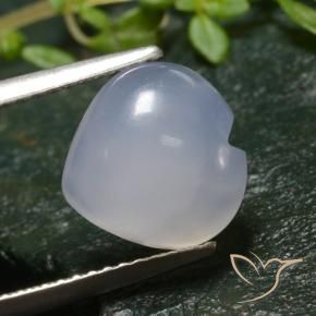 Calcedonio Viola bluastro chiaro naturale da 3.16 ct, Cuore, Traslucido